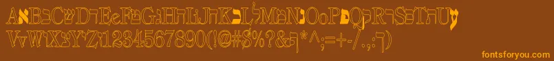Eretz-Schriftart – Orangefarbene Schriften auf braunem Hintergrund