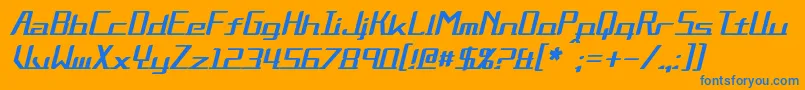 AlternationItalic-Schriftart – Blaue Schriften auf orangefarbenem Hintergrund