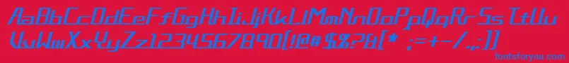 AlternationItalic-Schriftart – Blaue Schriften auf rotem Hintergrund