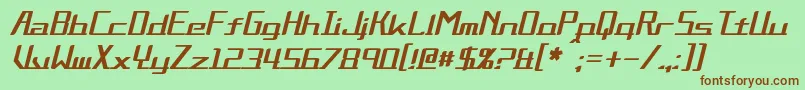 フォントAlternationItalic – 緑の背景に茶色のフォント