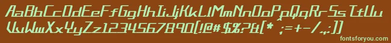 フォントAlternationItalic – 緑色の文字が茶色の背景にあります。