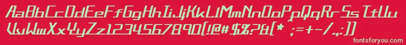 AlternationItalic-fontti – vihreät fontit punaisella taustalla