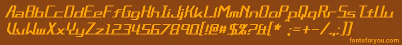 フォントAlternationItalic – オレンジ色の文字が茶色の背景にあります。