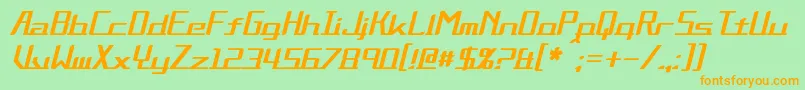フォントAlternationItalic – オレンジの文字が緑の背景にあります。
