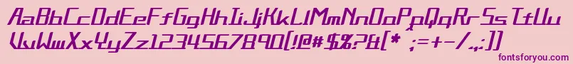 AlternationItalic-fontti – violetit fontit vaaleanpunaisella taustalla