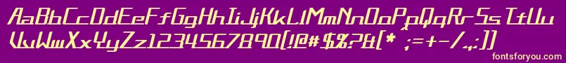 AlternationItalic-fontti – keltaiset fontit violetilla taustalla