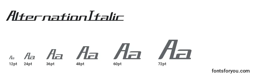 Размеры шрифта AlternationItalic
