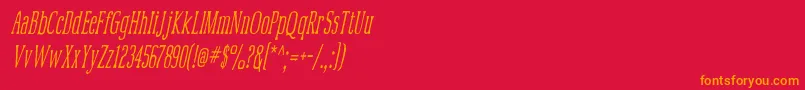 Mcfoodpoisoning4-Schriftart – Orangefarbene Schriften auf rotem Hintergrund