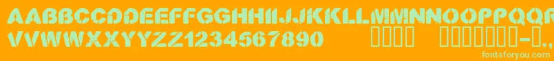 CfstenciloramastampRegular Font – Green Fonts on Orange Background