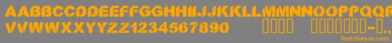 CfstenciloramastampRegular-Schriftart – Orangefarbene Schriften auf grauem Hintergrund