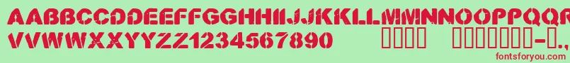 CfstenciloramastampRegular Font – Red Fonts on Green Background