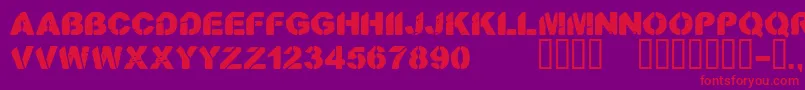 CfstenciloramastampRegular Font – Red Fonts on Purple Background