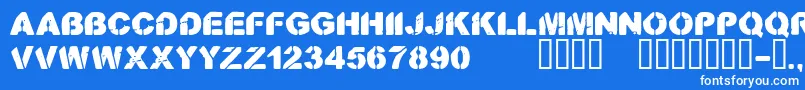 Шрифт CfstenciloramastampRegular – белые шрифты на синем фоне