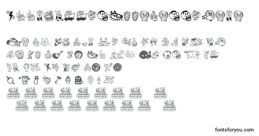 Schriftart WoodcutterOllaBarrejada – Alphabet, Zahlen, spezielle Symbole