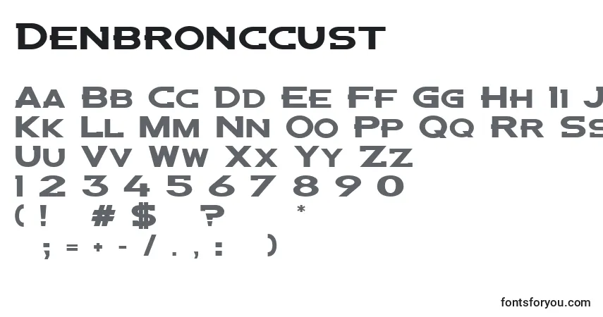 Schriftart Denbronccust – Alphabet, Zahlen, spezielle Symbole