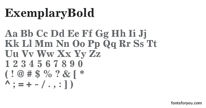 Schriftart ExemplaryBold – Alphabet, Zahlen, spezielle Symbole