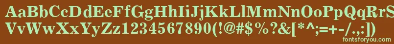 フォントExemplaryBold – 緑色の文字が茶色の背景にあります。