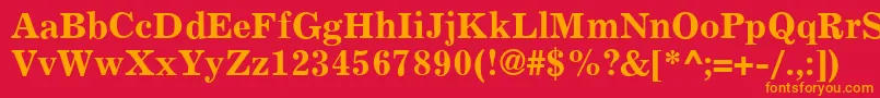 フォントExemplaryBold – 赤い背景にオレンジの文字