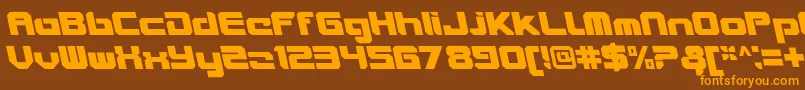 VideotechCloseditalicalt-Schriftart – Orangefarbene Schriften auf braunem Hintergrund