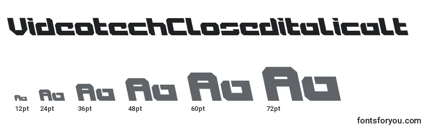 VideotechCloseditalicalt Font Sizes