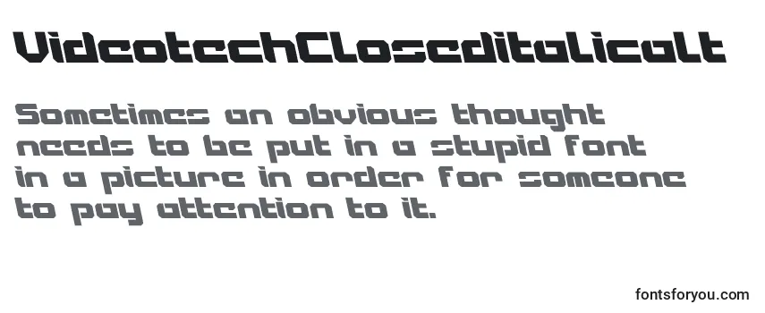 Review of the VideotechCloseditalicalt Font