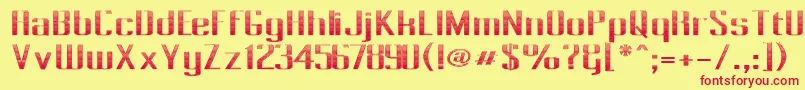 PecotLinedJewel-Schriftart – Rote Schriften auf gelbem Hintergrund