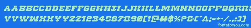 Usmarshalexpandital Font – Green Fonts on Blue Background