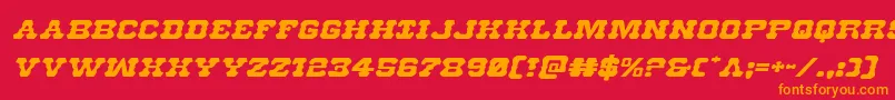 フォントUsmarshalexpandital – 赤い背景にオレンジの文字