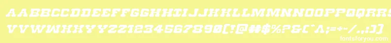 Шрифт Usmarshalexpandital – белые шрифты на жёлтом фоне