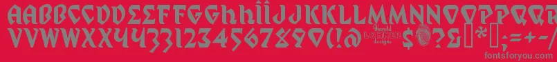 Fonte Mystp – fontes cinzas em um fundo vermelho