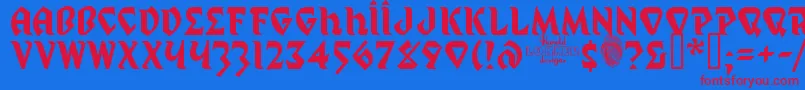 Mystp Font – Red Fonts on Blue Background