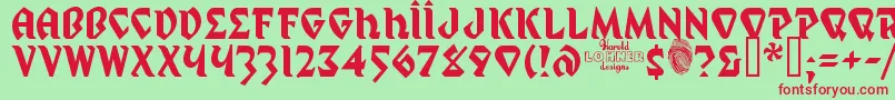 Mystp Font – Red Fonts on Green Background