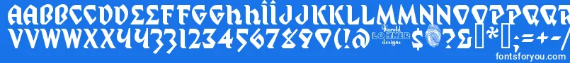 フォントMystp – 青い背景に白い文字