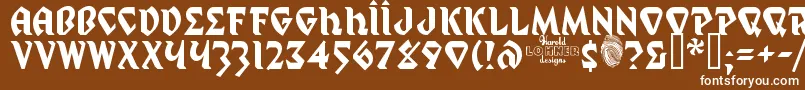 フォントMystp – 茶色の背景に白い文字