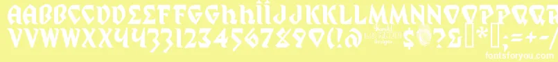 Mystp Font – White Fonts on Yellow Background