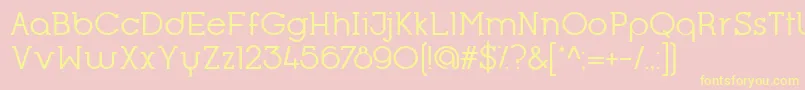 OpificioSerifRegular-fontti – keltaiset fontit vaaleanpunaisella taustalla