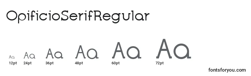 Размеры шрифта OpificioSerifRegular