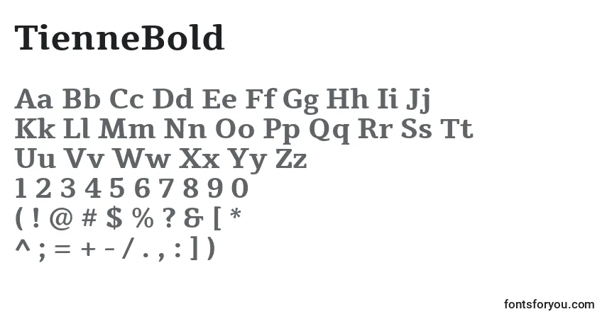 A fonte TienneBold – alfabeto, números, caracteres especiais