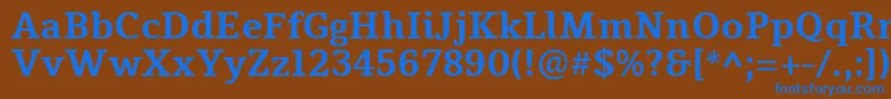 フォントTienneBold – 茶色の背景に青い文字