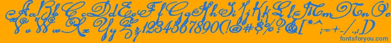 Rhalinabexpi Font – Blue Fonts on Orange Background