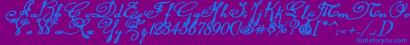 Rhalinabexpi Font – Blue Fonts on Purple Background