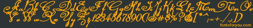 Rhalinabexpi-fontti – oranssit fontit mustalla taustalla