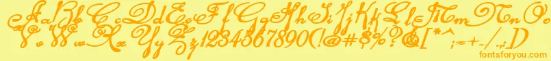 Rhalinabexpi Font – Orange Fonts on Yellow Background