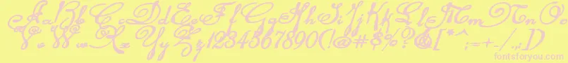 Rhalinabexpi-Schriftart – Rosa Schriften auf gelbem Hintergrund