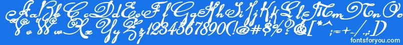 Rhalinabexpi Font – White Fonts on Blue Background