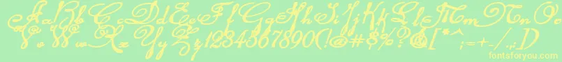 Rhalinabexpi Font – Yellow Fonts on Green Background