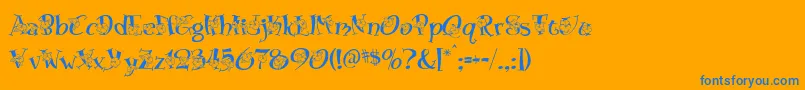 Blossom Font – Blue Fonts on Orange Background