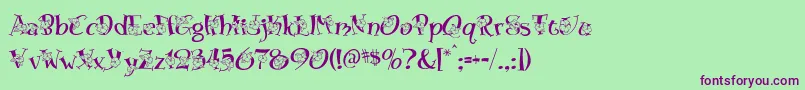 フォントBlossom – 緑の背景に紫のフォント