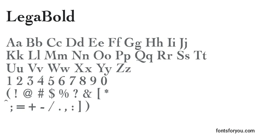 A fonte LegaBold – alfabeto, números, caracteres especiais