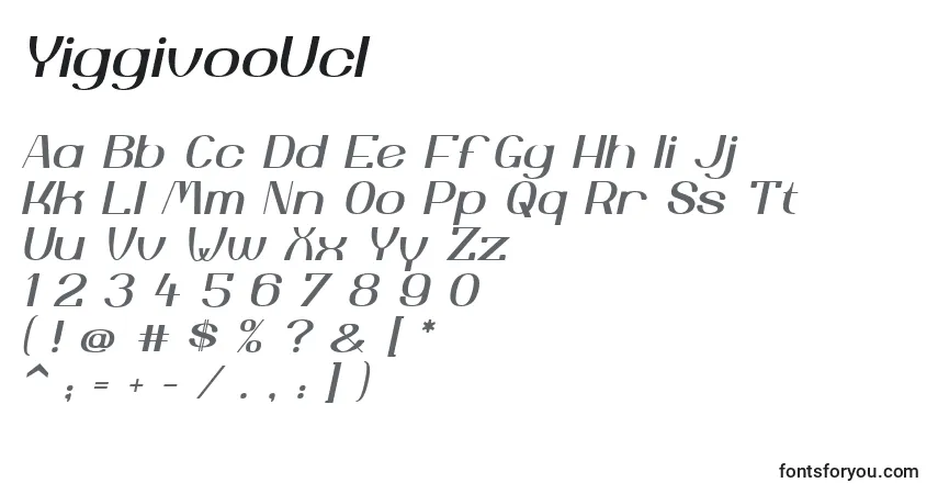 Schriftart YiggivooUcI – Alphabet, Zahlen, spezielle Symbole